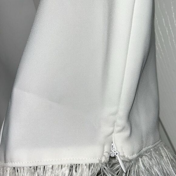Endless Rose White Cropped Feather Trim Top|(Size Small) - Picture 6 of 8